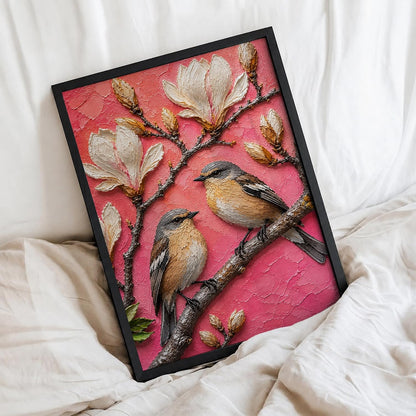 Bird Pair Magnolia Framed Wall Art, Black, 10x13 Inches