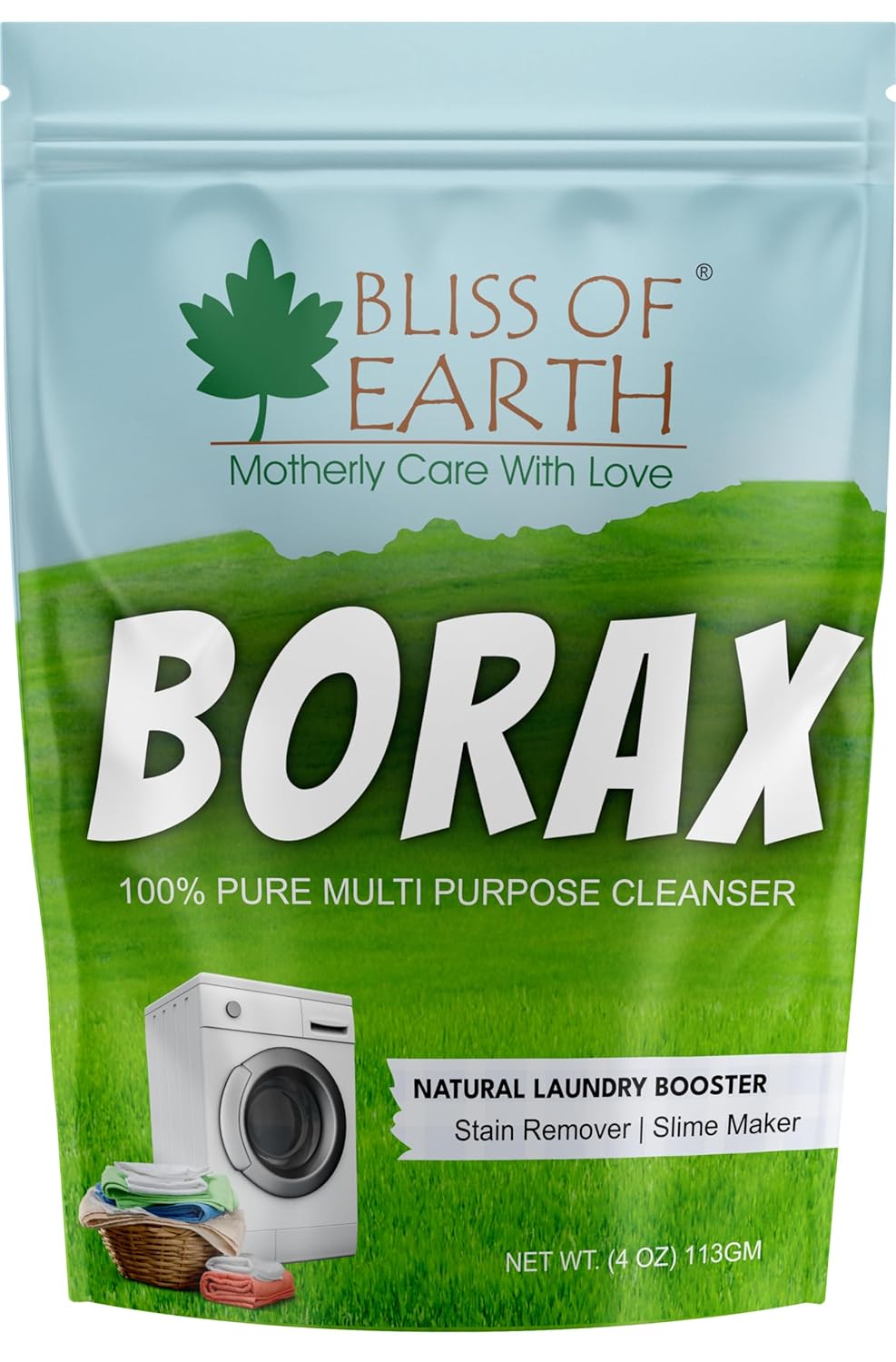 Bliss of Earth Borax Powder For Washing Cloths, Slime Maker, Cleaning & Stain Remover, Ants Killer, 100% Pure Sodium Borate Powder 113GM