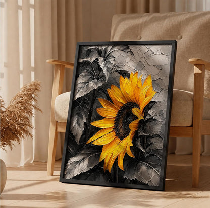 Sunflower Monochrome Framed Wall Art, Black, 10x13 Inches