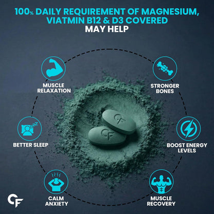 Carbamide Forte Magnesium Glycinate 2000mg Supplement | Magnesium Supplement with Vitamin D3 & B12 | High Absorption Tablets for Muscle Recovery, Sleep, Bone & Nerve Health | 90 Veg Tablets