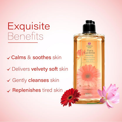 Ayouthveda Floral Gardenia Shower Gel – 250ml | Refreshing & Moisturizing Body Wash with Natural Gardenia Extract | Gentle, Sulfate-Free Formula for Soft,