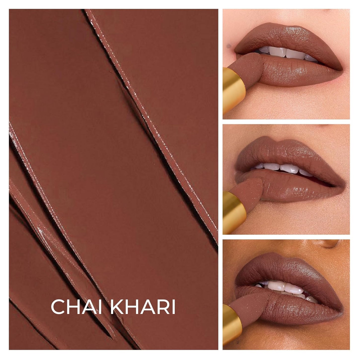 LoveChild Masaba "The Batua" Lipstick, Chai Khari (Nude Brown) Rich Satin Finish Lipstick with Built-in Mirror, Hydrating, Nourishing Formula with Jojoba Oil, 4g