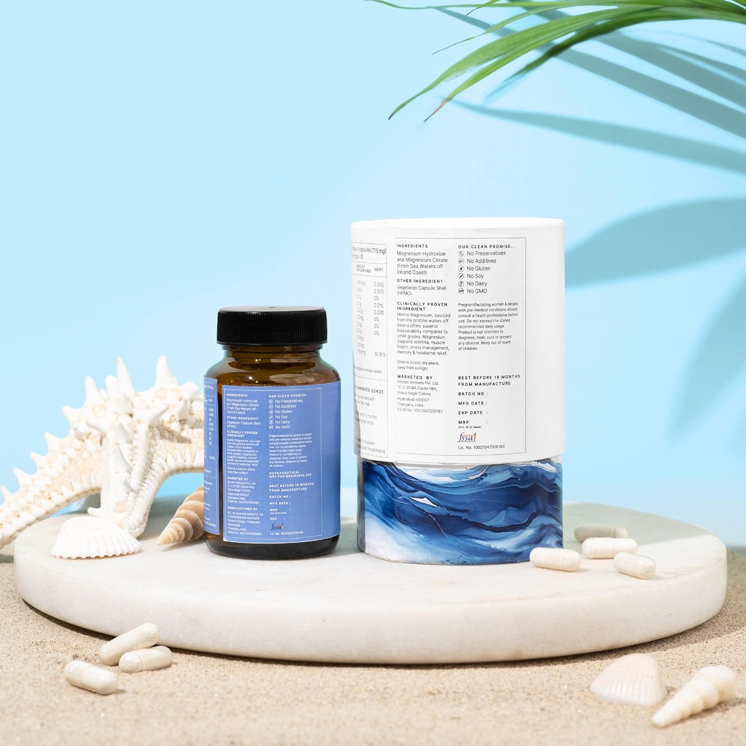 Zephivo Earthful Marine Magnesium | Sourced from Ireland Sea Waters | For Restful Sleep, Stress Relief, Muscle Relaxation | 30 Capsules (30 Days Pack)