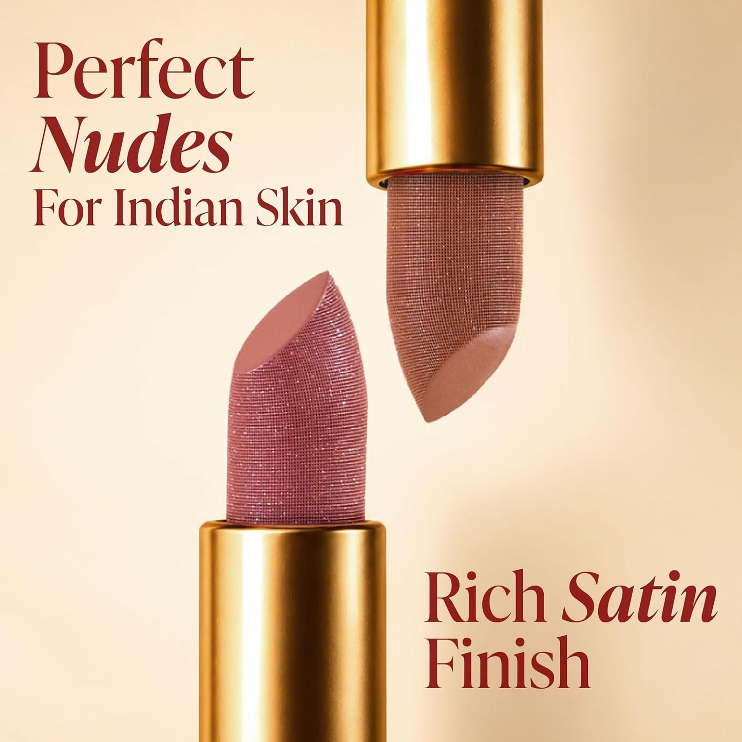 LoveChild Masaba "The Batua" Lipstick, Chai Khari (Nude Brown) Rich Satin Finish Lipstick with Built-in Mirror, Hydrating, Nourishing Formula with Jojoba Oil, 4g