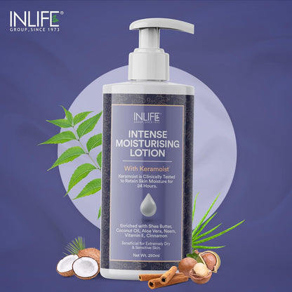 INLIFE Intense Moisturizing Lotion for Dry Skin | Shea Butter Body Lotion | Face, Body | Ultra Hydrating Moisturizer | Bottle with Pump - 250ml