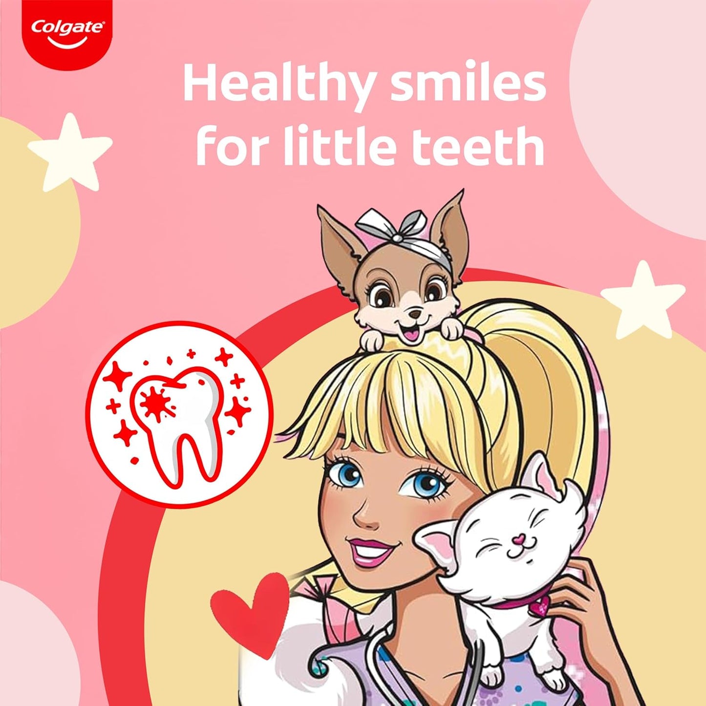 Colgate Kids Toothpaste For 6+ Years, Barbie, Strawberry Flavour, Gentle Protection Tooth Paste With 50% Lesser Abrasive Formula For Protecting Against Cavities, Enamel Protection- 80G (Pack of 2)