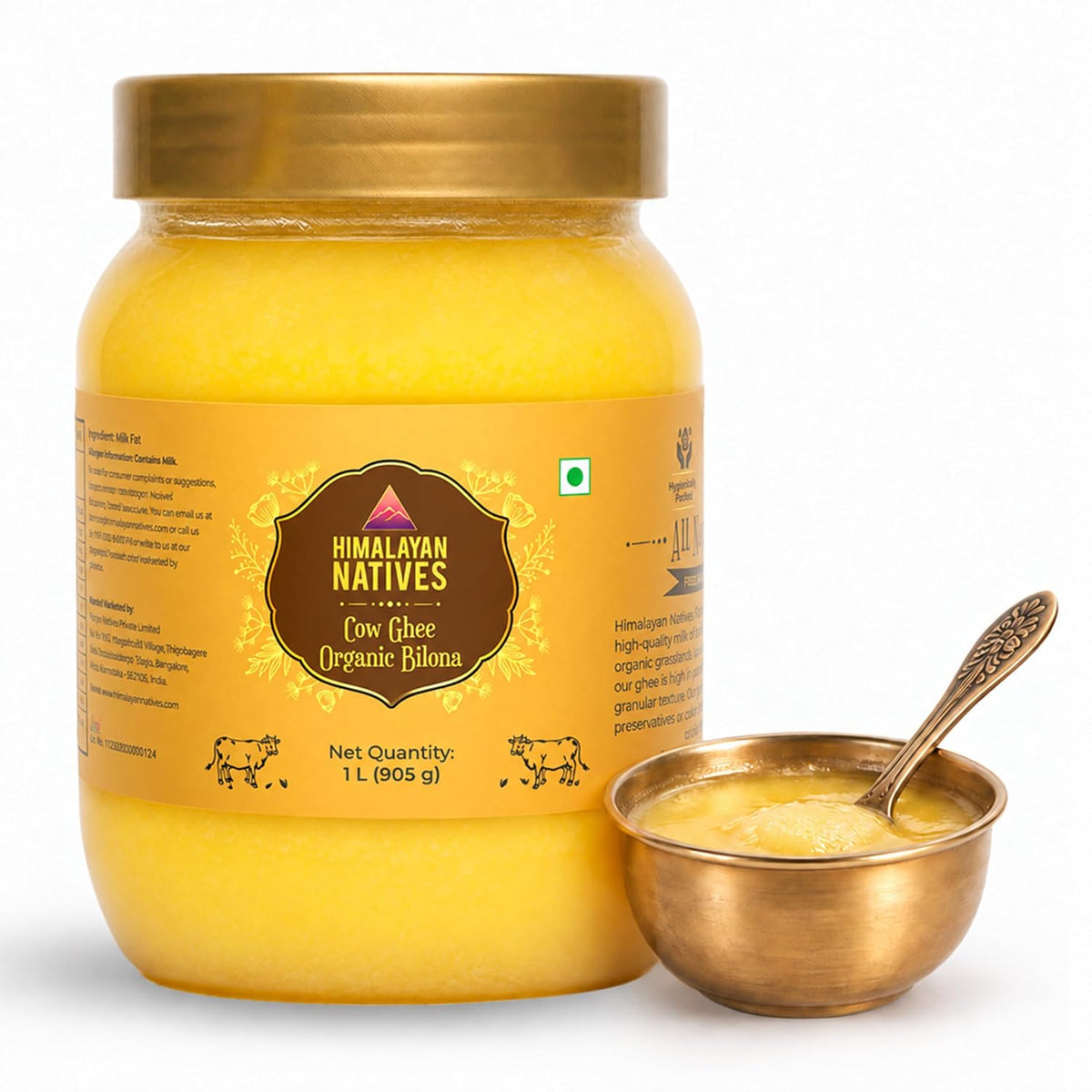Himalayan Natives Cow Ghee Organic Bilona Pet Bottle, 1000 ml