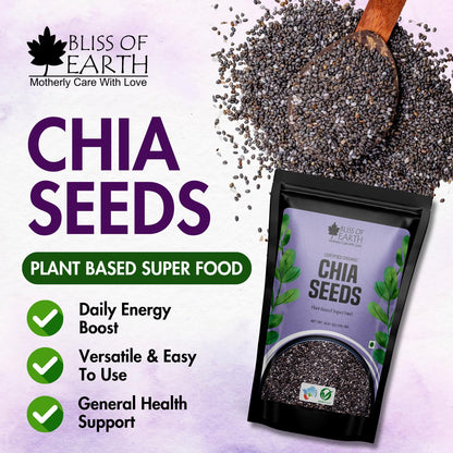 Bliss of Earth Chia Seeds 250 gm | Raw Superfood with Omega & Fiber | Natural Chia Seeds for Daily Nutrition & Wellness Support
