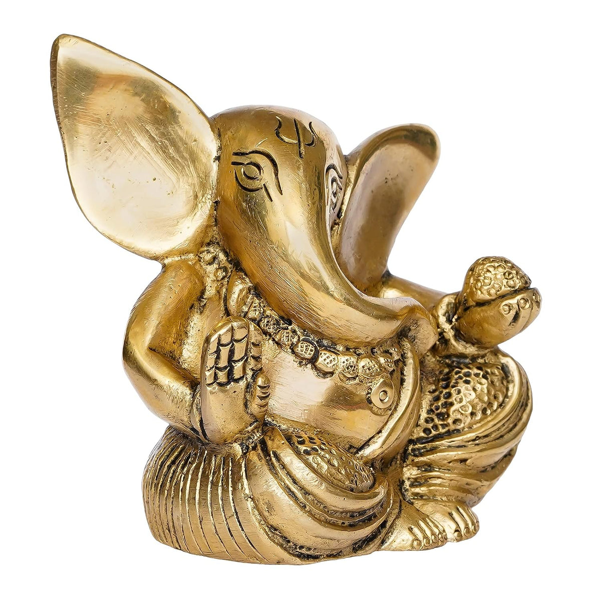 Blessing Lord Ganesha with Modak Brass Handcrafted Idol, Gold, One Size, (BGG542) Visit the eCraftIndia Store