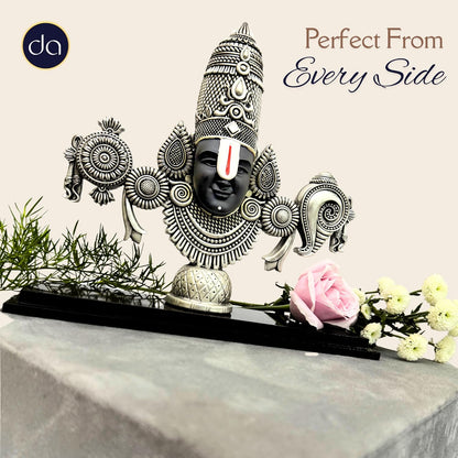 Dev Aastha  999 Silver Plated Balaji Statue | 4-Inch Divine Vastu Table Decor for Pooja Room & Prayer Room | Auspicious Lord Venkateswara Idol & Religious Gifting Item