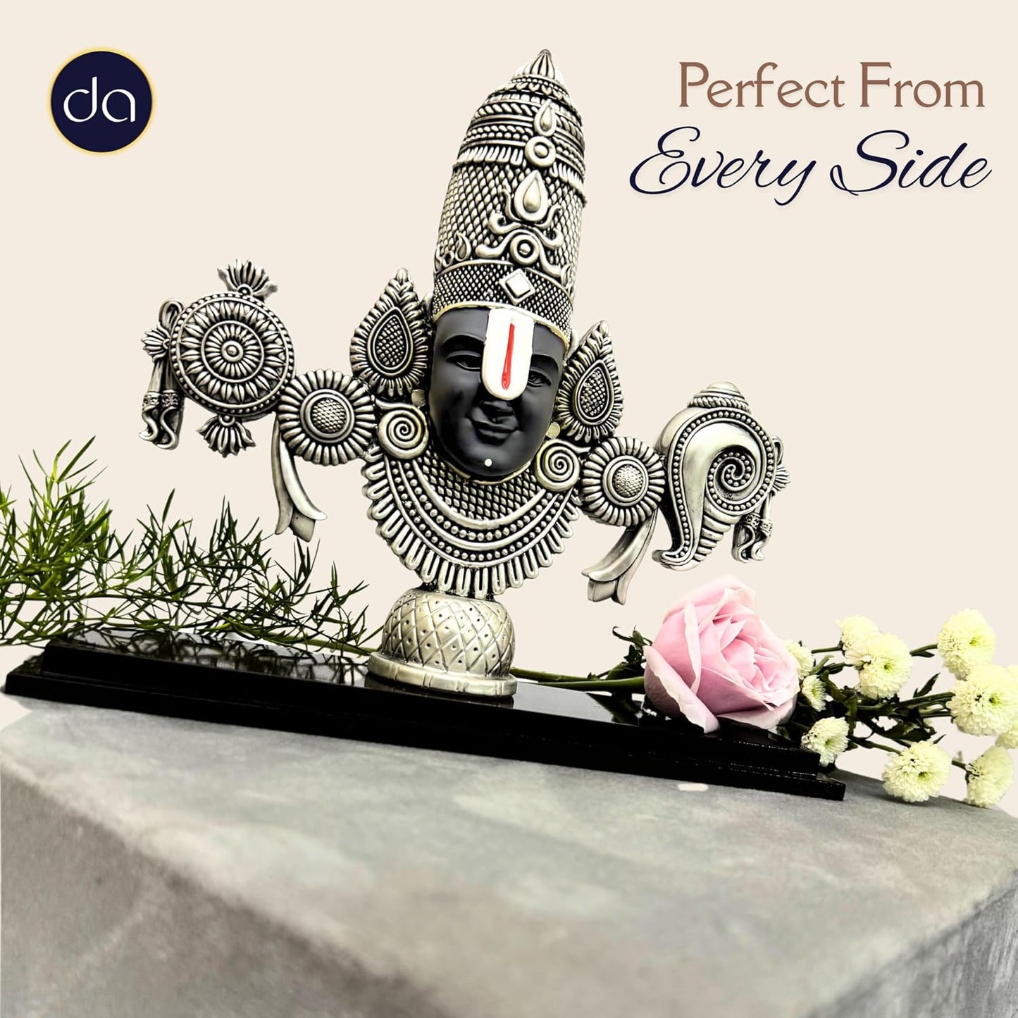 Dev Aastha 999 Silver Plated Balaji Statue | 6-Inch Lord Venkateswara Swamy Idol for Pooja Mandir & Prayer Room | Elegant Vastu Table Showpiece & Auspicious Religious Gift Idea