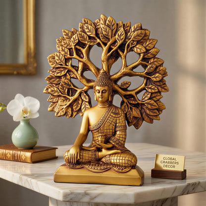 Global Grabbers Buddha Statue Showpiece Idol Home Decor Decoration Items for Living Room and Gifts (GOLDEN4)