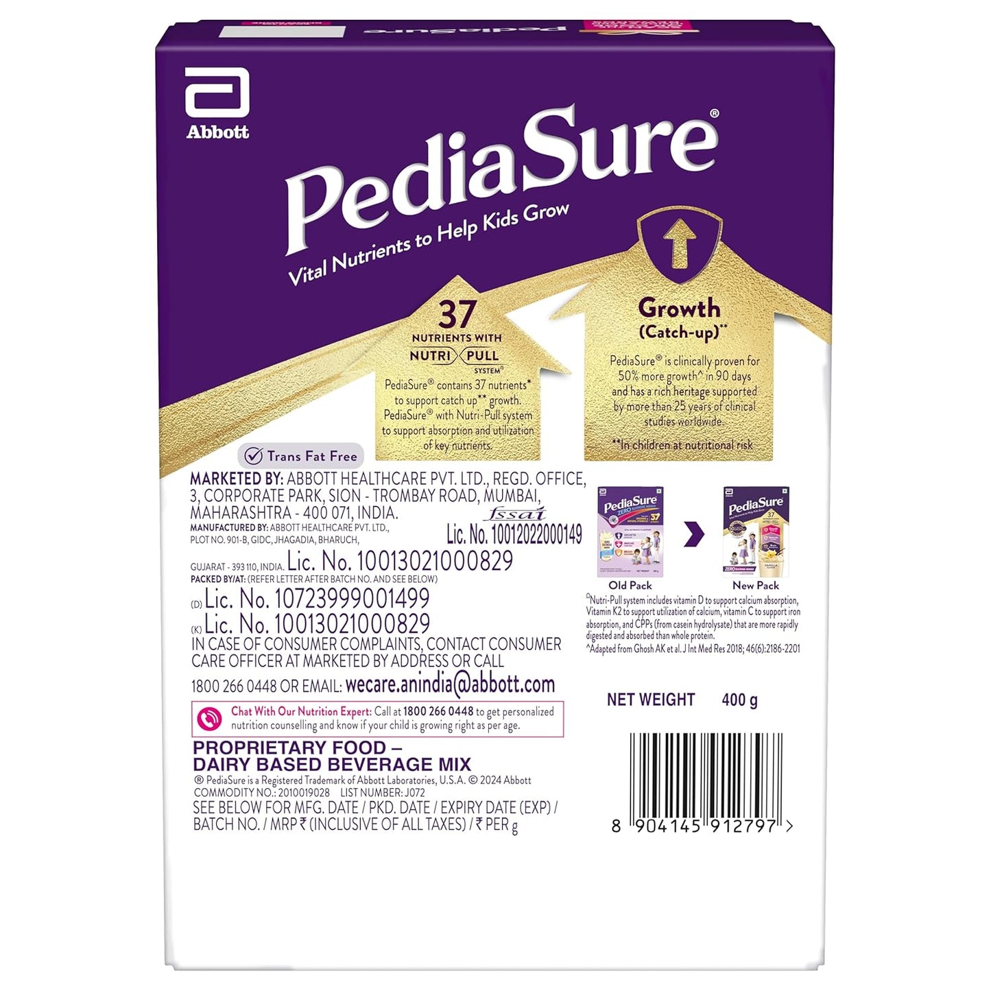 Pediasure Zero Sucrose 400g, Vanilla, Scientifically Designed Nutrition to Help Kids Grow, Pediasure Zero Sugar