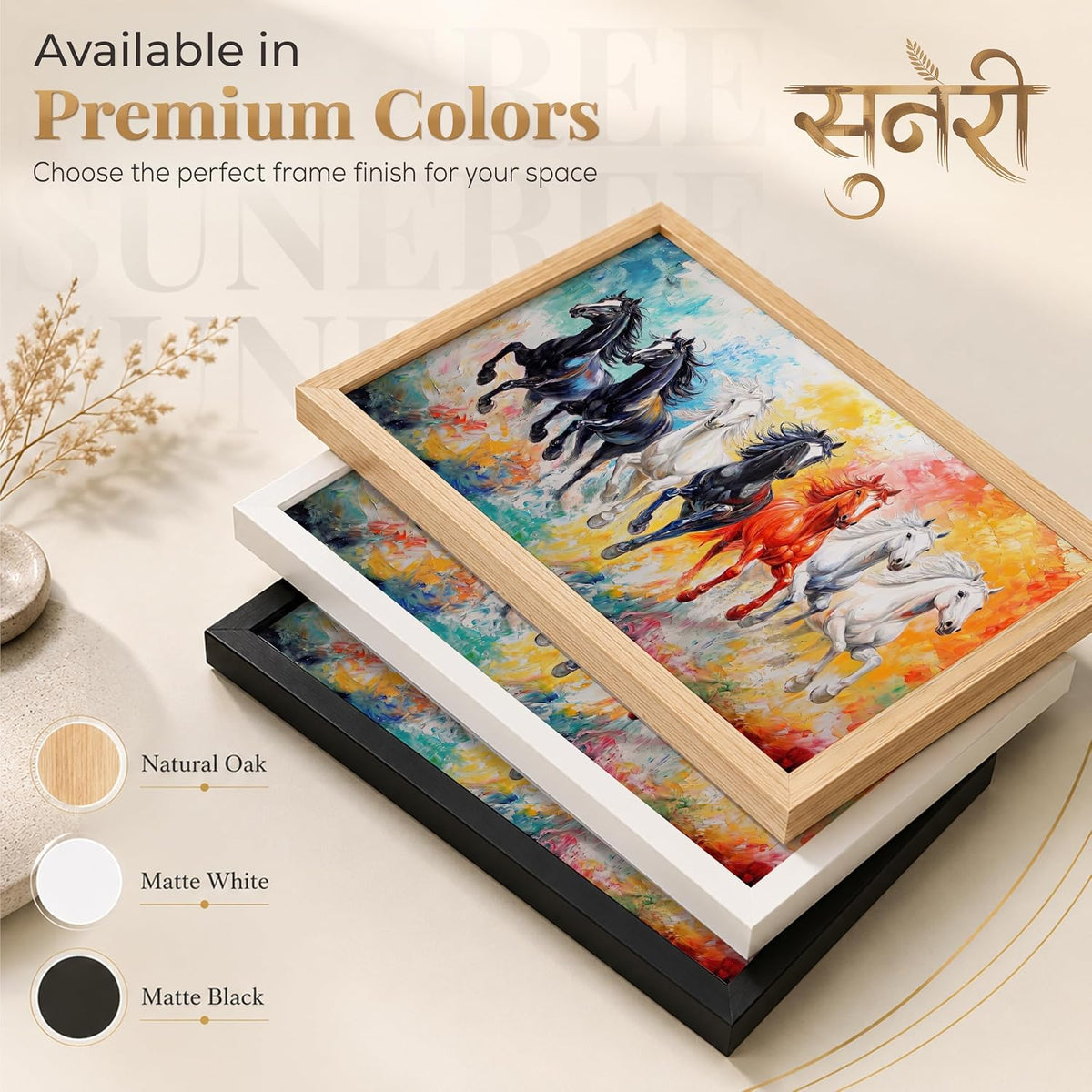 7 Horse Vastu Wall Painting (Landscape Collection) (Natural, Design 26, 48L x 33W cm)