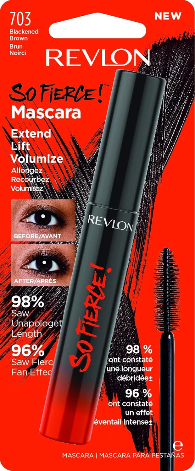 Revlon Mascara, So Fierce Eye Makeup, Lasts up to 24 Hours, No Clump, Smudge-Proof, Flake-Free, 703 Blackened Brown, 10 ml
