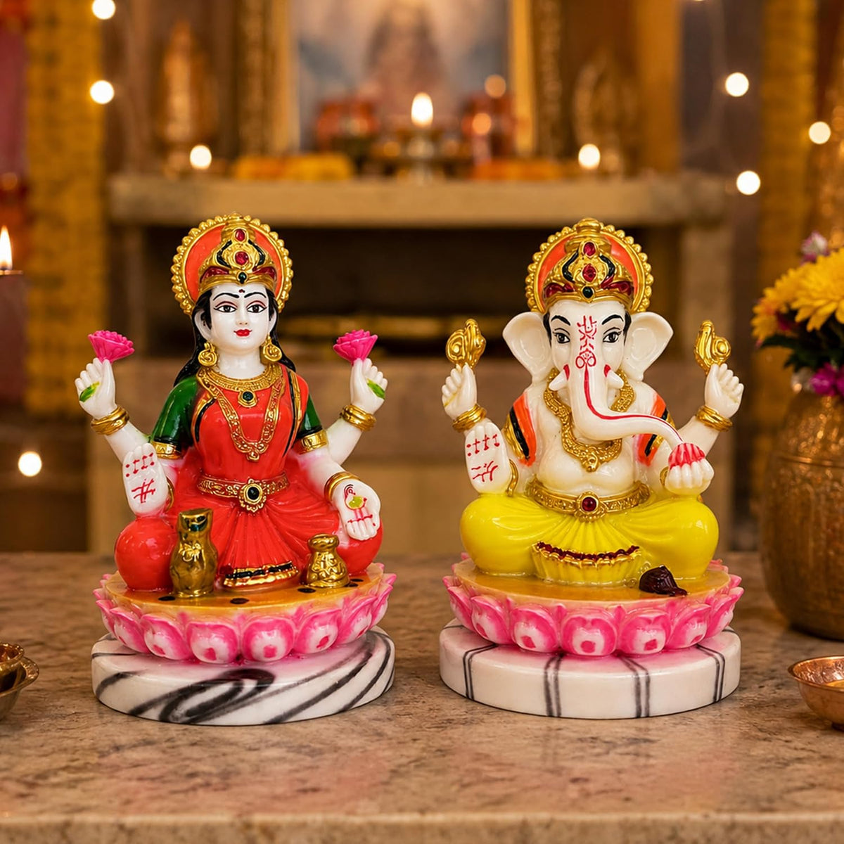 Laxmi Ganesh Idol Pair | Home Temple | Pooja | Diwali Gift | 4 Inch