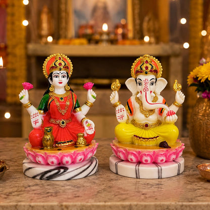 Laxmi Ganesh Idol Pair | Home Temple | Pooja | Diwali Gift | 4 Inch