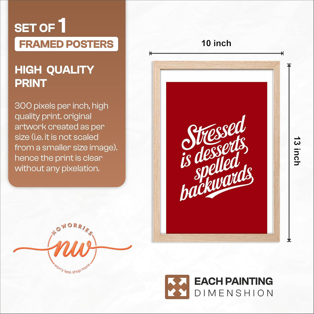 Framed Food Wall Art for Kitchen, Restaurant & Cafe Decor, 300 GSM Premium Art Print, Natural Synthetic Wood Frame, 10x13 Inches, ART-10