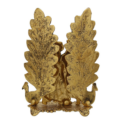Decorative Golden Metal Radha Krishna Idol with Diya Decorative Showpiece for Home Decor Pooja Room Temple | Gift for Diwali Krishna Janmashtami Housewarming Wedding Birthday