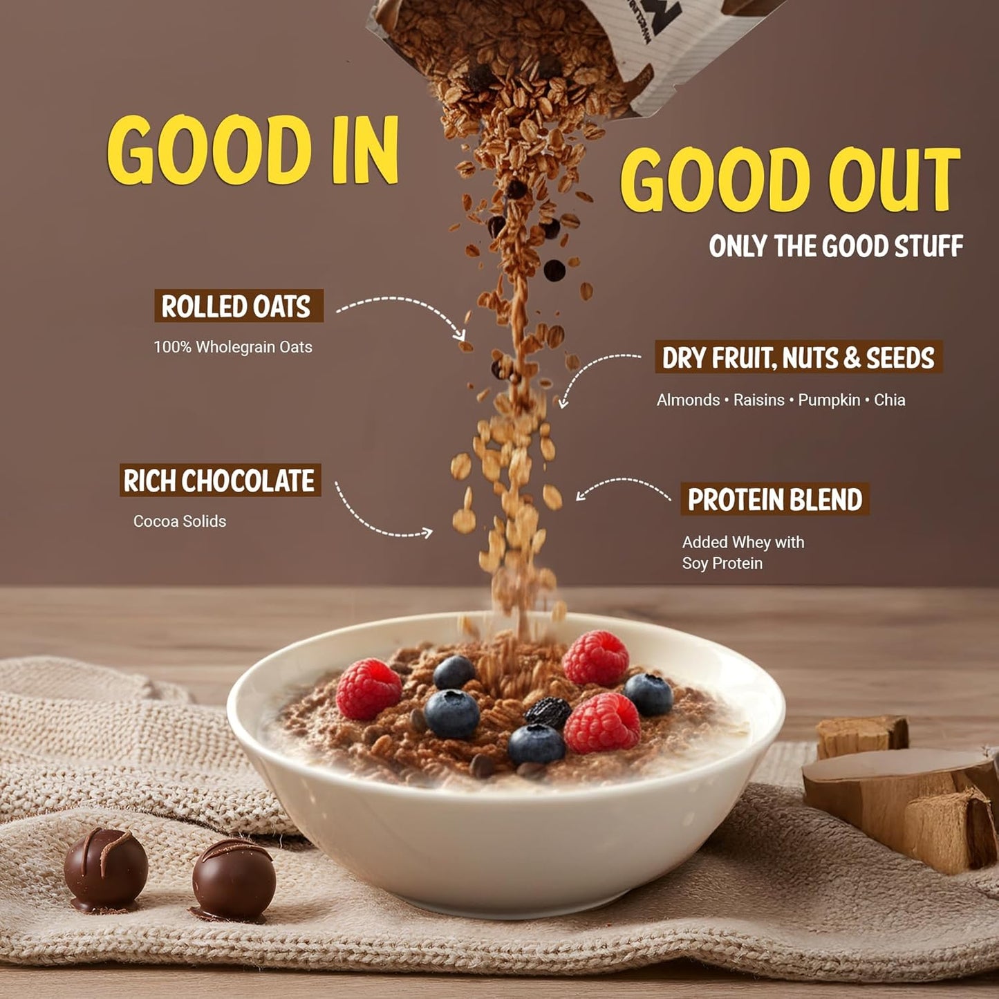 MuscleBlaze High Protein Oats (Cocoa Rich Chocolate, 400g) | 26g Protein | Breakfast Cereals for Weight Management | 26g Protein | Breakfast Cereals for Weight Management