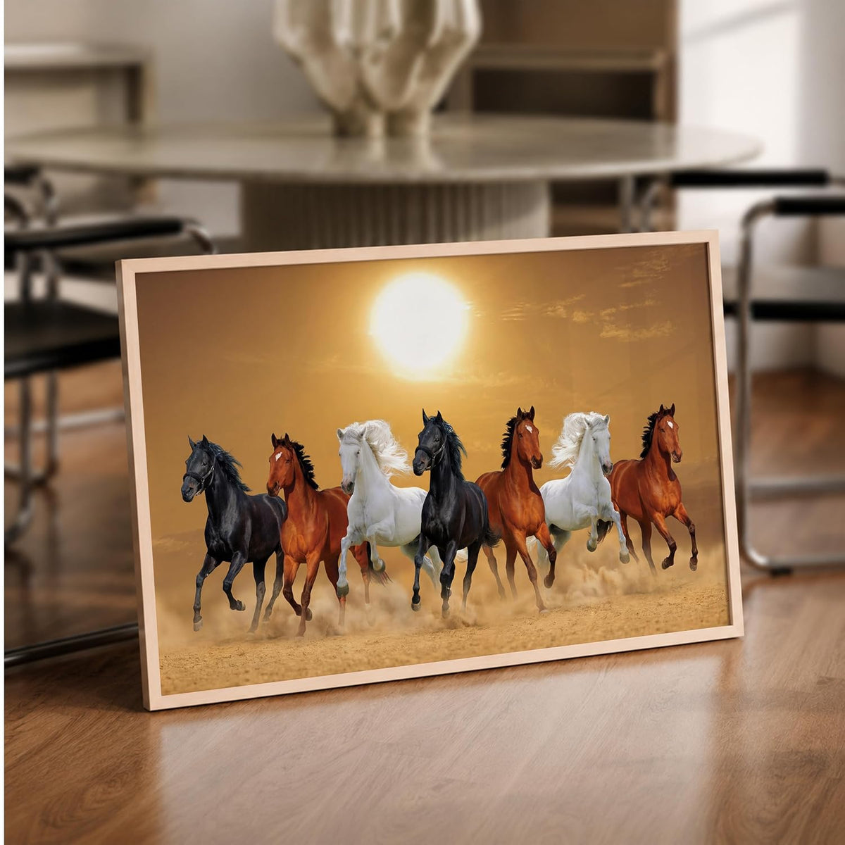 7 Horse Vastu Wall Painting (Landscape Collection) (Natural, Design 13, 13x19 Inch)