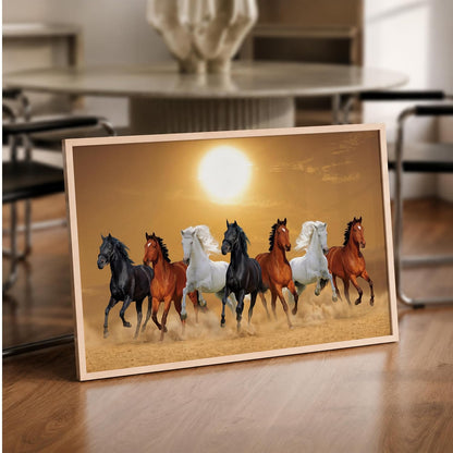 7 Horse Vastu Wall Painting (Landscape Collection) (Natural, Design 13, 13x19 Inch)