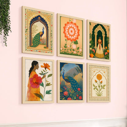 Rousrie Madhubani Wall Art Painting | Framed Wall Paintings For Home Décor | Wall Decoration Painting | Frames For Home Décor Office Frame Living Room (Design 9)