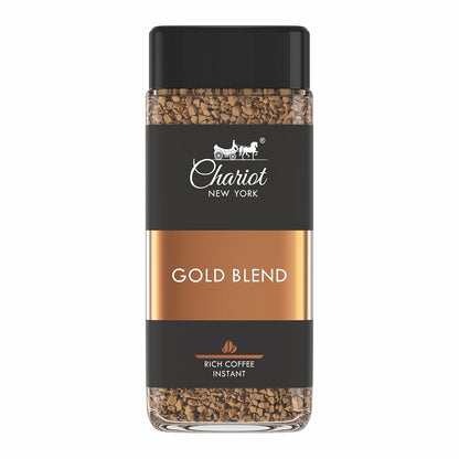 Chariot New York Gold Blend Freeze-Dried Instant Coffee | 100% Arabica Premium Medium Roast | Rich Aroma, Fruity & Earthy Flavor | No Chicory 100g