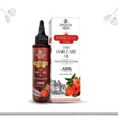 Ayouthveda Mandara Taila Daily Hair Care Oil for Lustrous Look | With the Benefits of Fenugreek Seeds and Sesame Oil | For Shinky & Healthy Hair |Daily Nourisher of Hair (Pack Of 1-100ml)