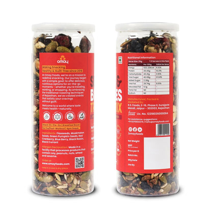 Omay Foods Seeds & Berries Mix, 180g Jar | Trail Mix | Roasted Seeds, Dried Berries | Antioxidants, Omega-3 & Fibre | No Added Sugar | Oil-Free | Healthy Snack for Weight Loss