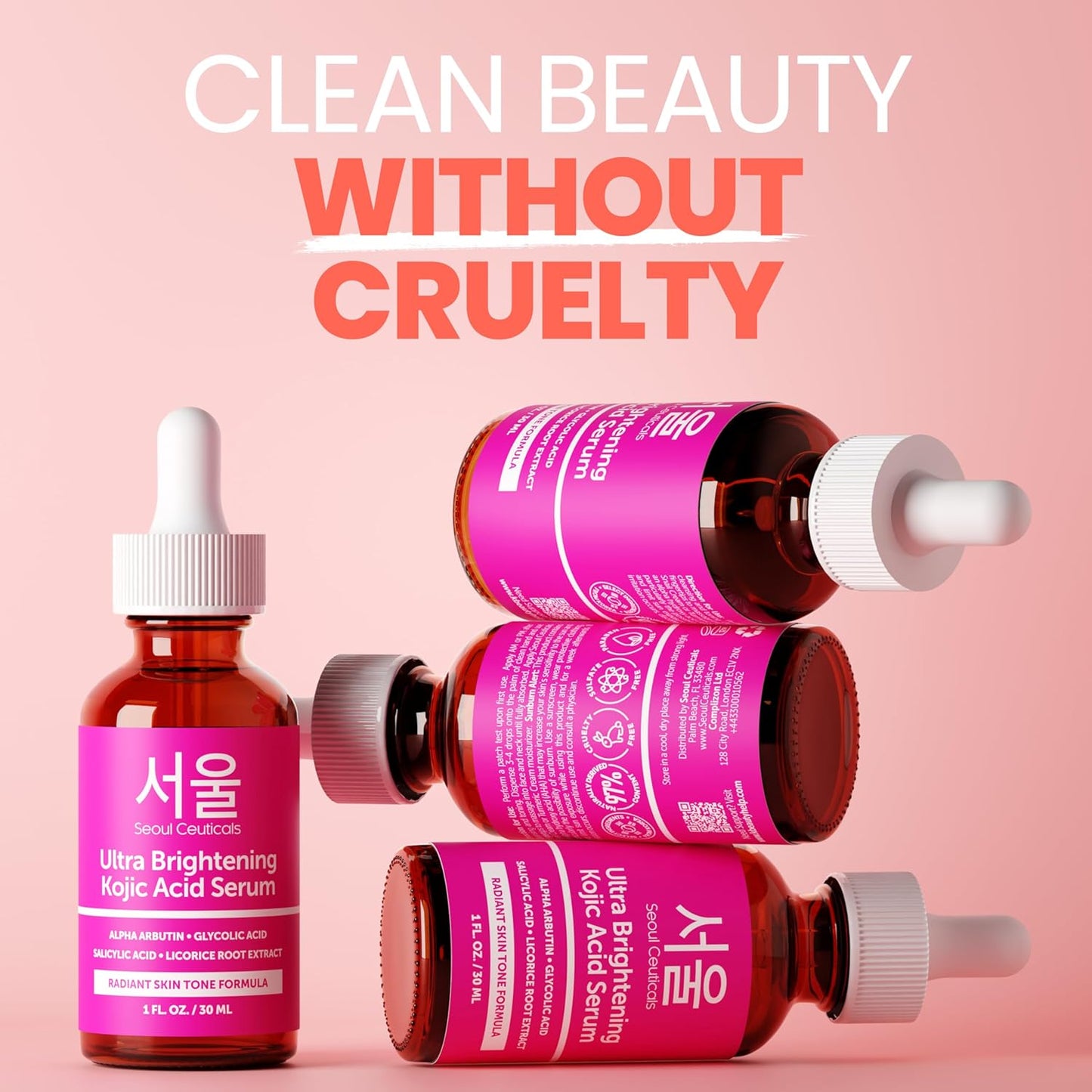SeoulCeuticals Korean Skin Care Kojic Acid Serum Alpha Arbutin – Dark Spot Remover Corrector Glycolic Acid + K Beauty 1oz