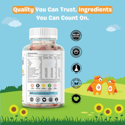 Nutrazee Multivitamin Gummies for Kids 2-6 & 7+ Years, Men & Women | Essential Vitamins With Biotin For Growth & Development| 45 Gummy Bears