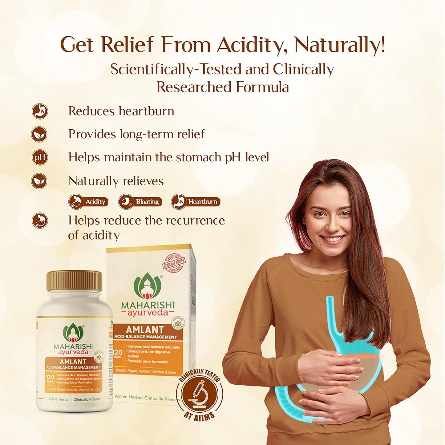 Maharishi Ayurveda Amlant For Acidity Heartburn Gas & Bloating Strengthens Digestive System Helps In Reducing Acidity Recurrence Quick Relief 120 Tablets
