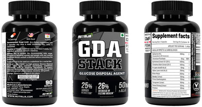 NutriJa GDA Stack | Berberine HCL 98% Standardized, Chromium, ALA, Botanicals and Enzyme |12 Ingredient Blend- 90 Capsules