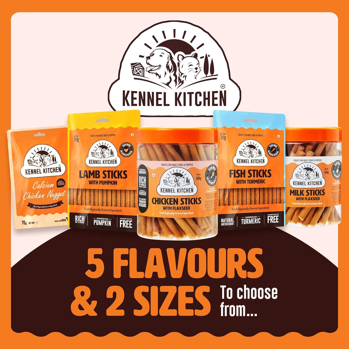 Kennel Kitchen Soft Baked Lamb with Pumpkin Sticks Treats for Dogs, 100g (Pack of 1) | Soft Dog Chew Sticks | Dog Treats for Adult Dogs and Puppies