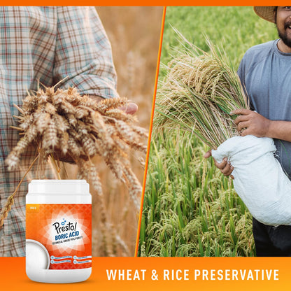 Presto! Boric Acid Powder | 250 Gram | Technical Grade 99% Pure | Multipurpose Use for Pest Control, Cleaning, & Carrom Board