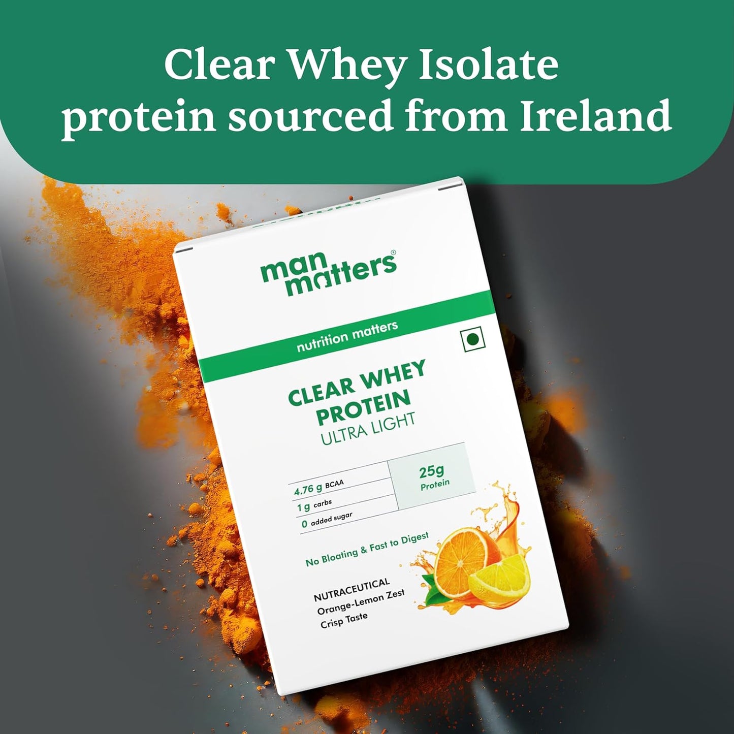 Man Matters Clear Whey Protein Powder (Orange Flavour) | No Added Sugar | For Muscle Support & Recovery | Ultra Light Formulation | 170g (34g x 5 Sachet) | Vegetarian & Gluten Free