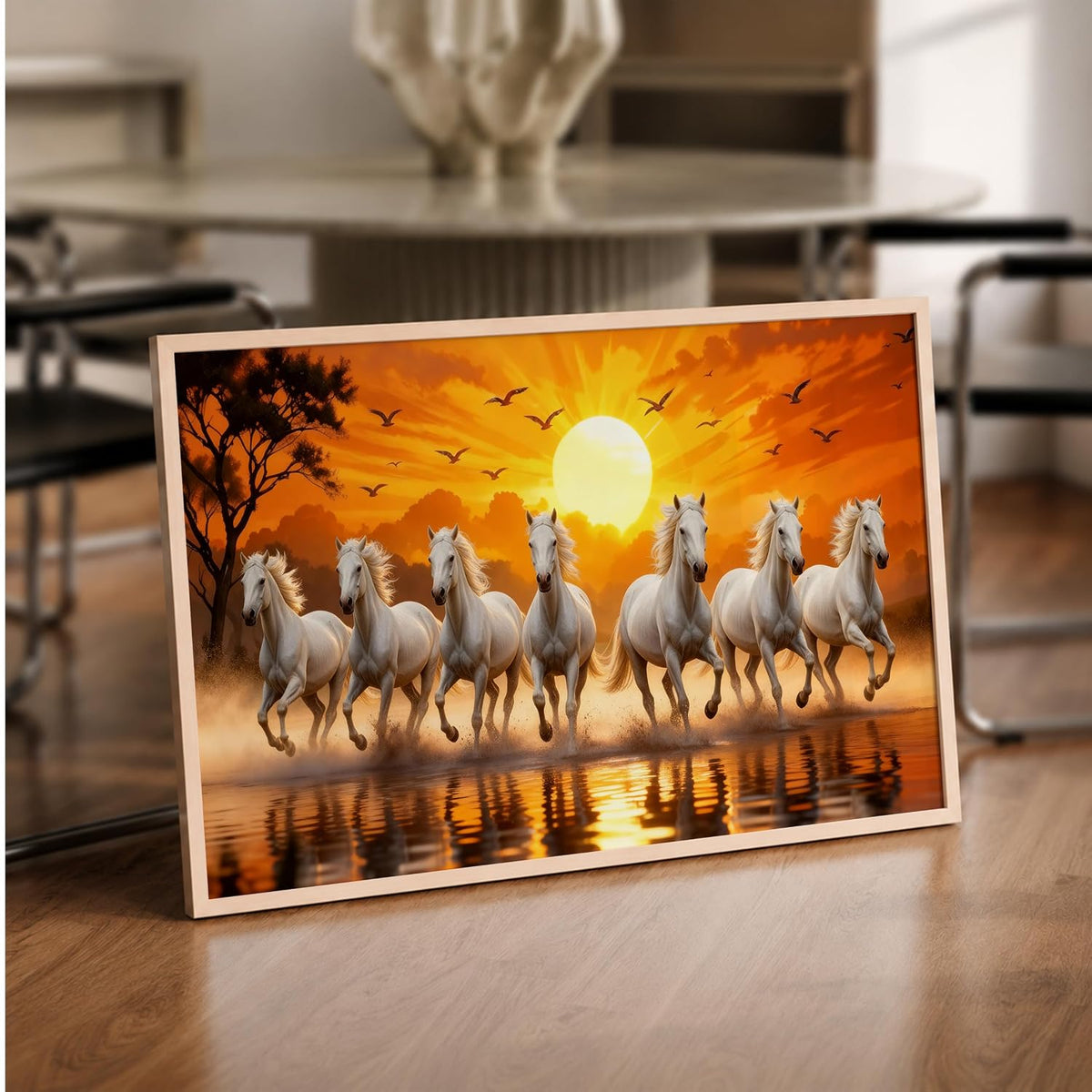7 Horse Vastu Wall Painting (Landscape Collection) (Natural, Design 02, 13x19 Inch)