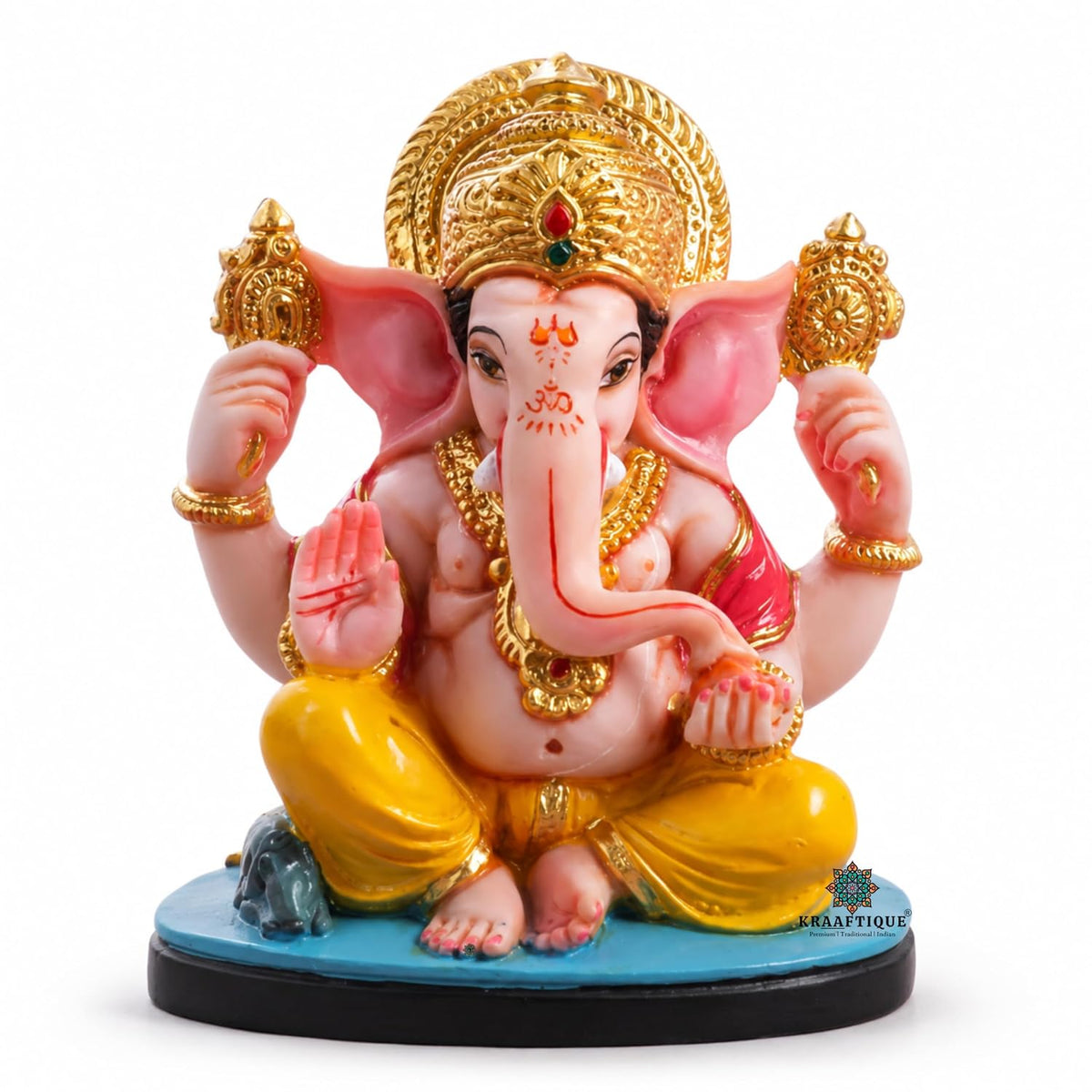 Chaturbhuj Lalitasana Ganesha Idol | Marble Ganpati Murti for Home Decor, Office Desk & Car Dashboard | Ideal Diwali Gift & Housewarming Decoration | 11 CM