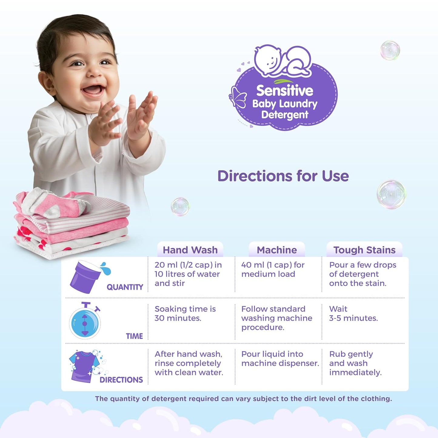 Himalaya Sensitive Baby Laundry Detergent 1 L Pouch| Fragrance-Free, For Sensitive Skin