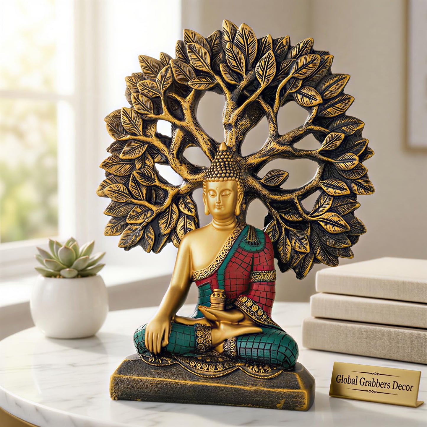 Global Grabbers Buddha Statue Showpiece Idol Home Decor Decoration Items for Living Room and Gifts