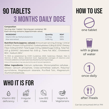 Vitamins packaging with dosage information and usage instructions.