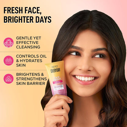 RENEE Everyday Face Bright Gentle Face Wash For Fresh, Clean Skin | Hydrates, Brightens Skin, Reduces Oil | With Vitamin B3, B5, and C | Facewash for Women & Men of All Skin Types | 100 Ml