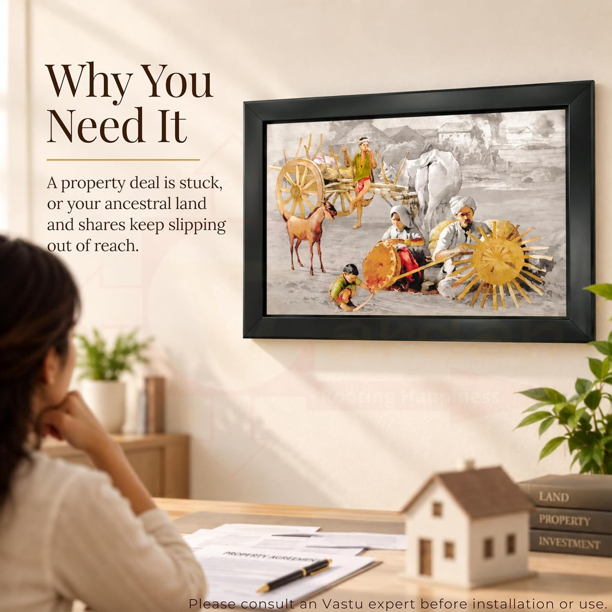 Village Scenery Painting With Frame | Natural Paintings for Living Room | Size 33 x 23 cm | Wall Scenery for Bedroom, Office, Home Decor |