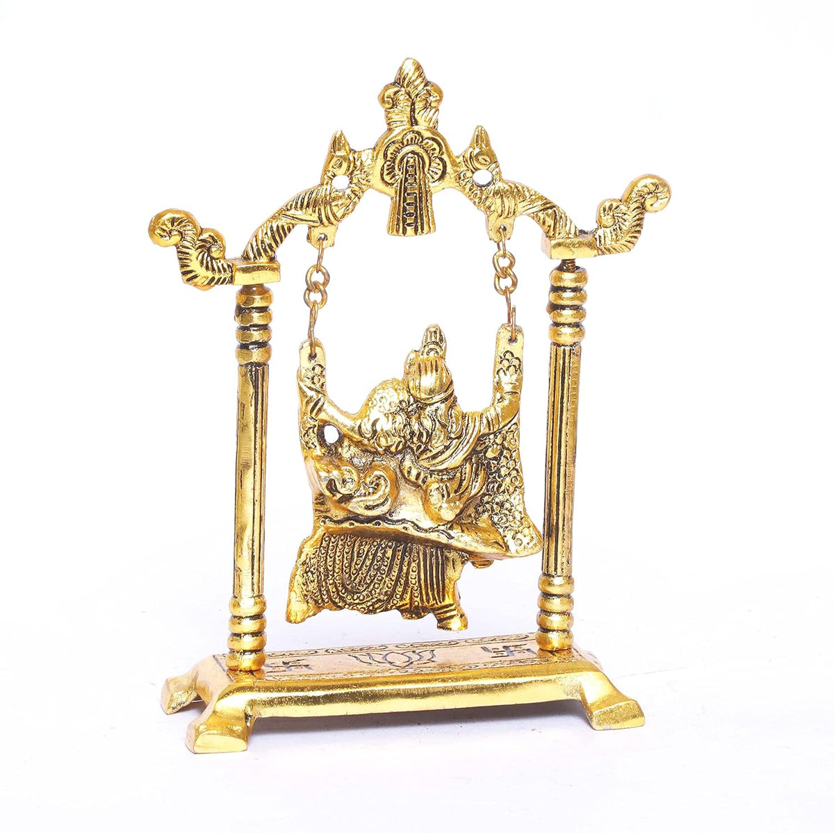 KridayKraft Radha Krishna on Swing jhula Metal Statue Gold Plated Decor Your Home,Office & Radha Krishna Murti,Showpiece Figurines,Religious Article...