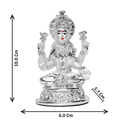 Lakshmi Idol for Home Decor 999 Silver Plated Sculpture of Maa Lakshmi Figurine Idol for Home, Office, Temple and Table Decoration Religious Idol for Pooja, Gift (5.7 CM X 6 CM)