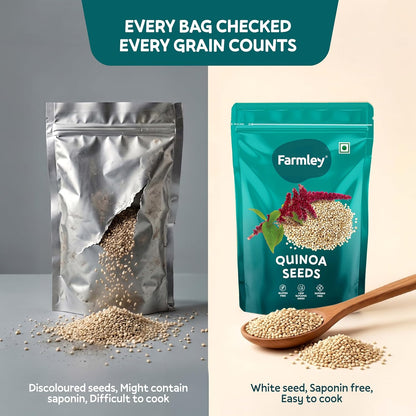 Farmley Natural Quinoa 500 g | Gluten Free | Ready To Cook | High Fibre & Protein Content Quinoa Seeds (Pack of 1)