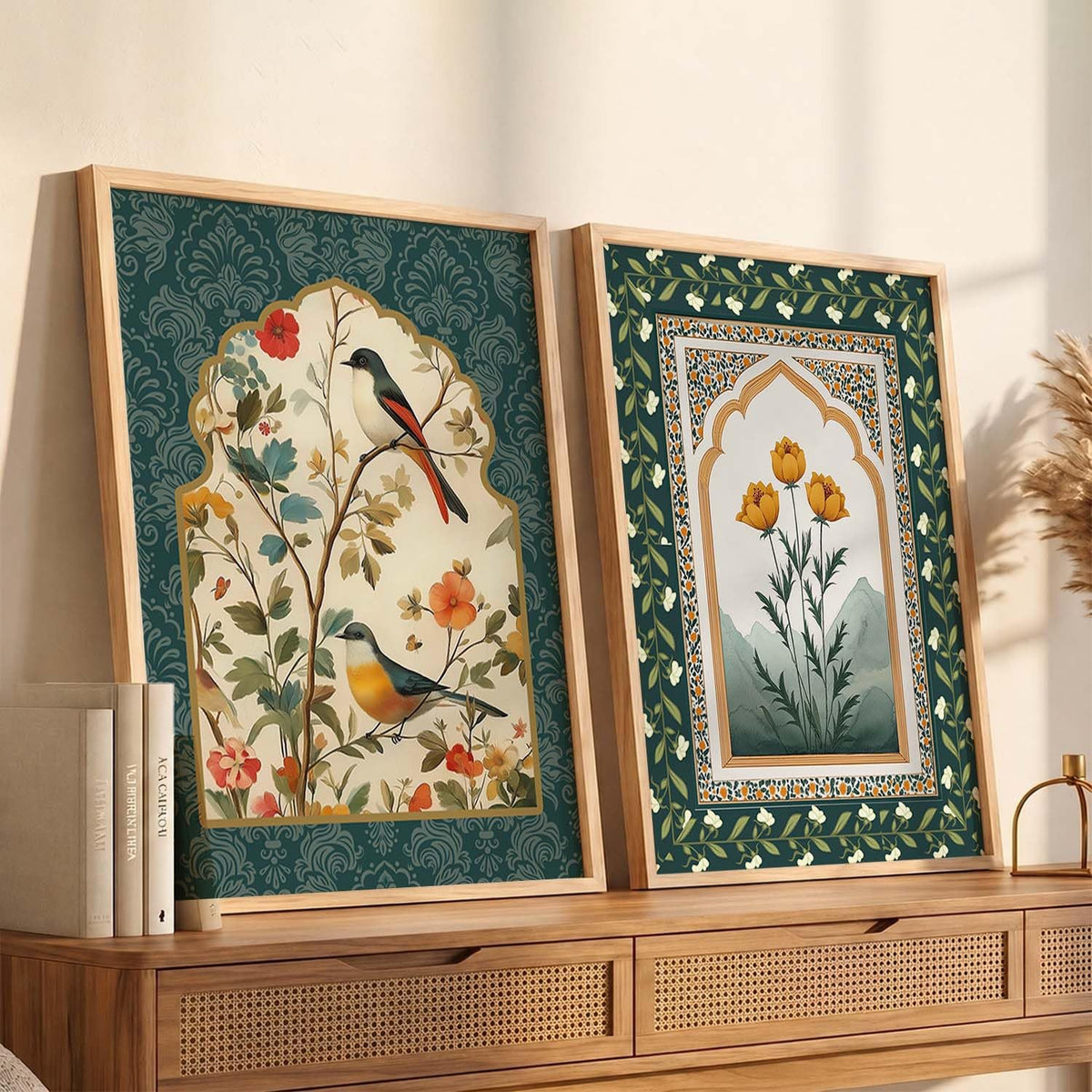 Indian Art Indian Traditional Madhubani Floral Paintings for Living Room | Painting for Wall Decoration| Framed Wall Painting for Home Room Bedroom Office Décor| Poster With frames (Art 5, (10x13 inch), Framed)
