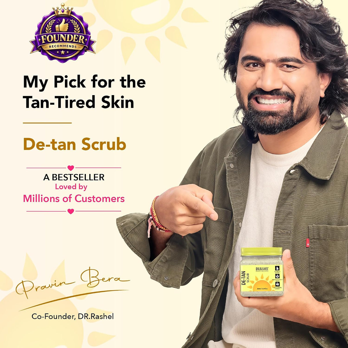 DR.RASHEL Beauty Elixirs De-Tan Scrub for Face & Body with Vitamin C, Walnut Shell Removes Tan, Dead Skin & Blackheads Deep Exfoliating Scrub for Men & Women 380ml