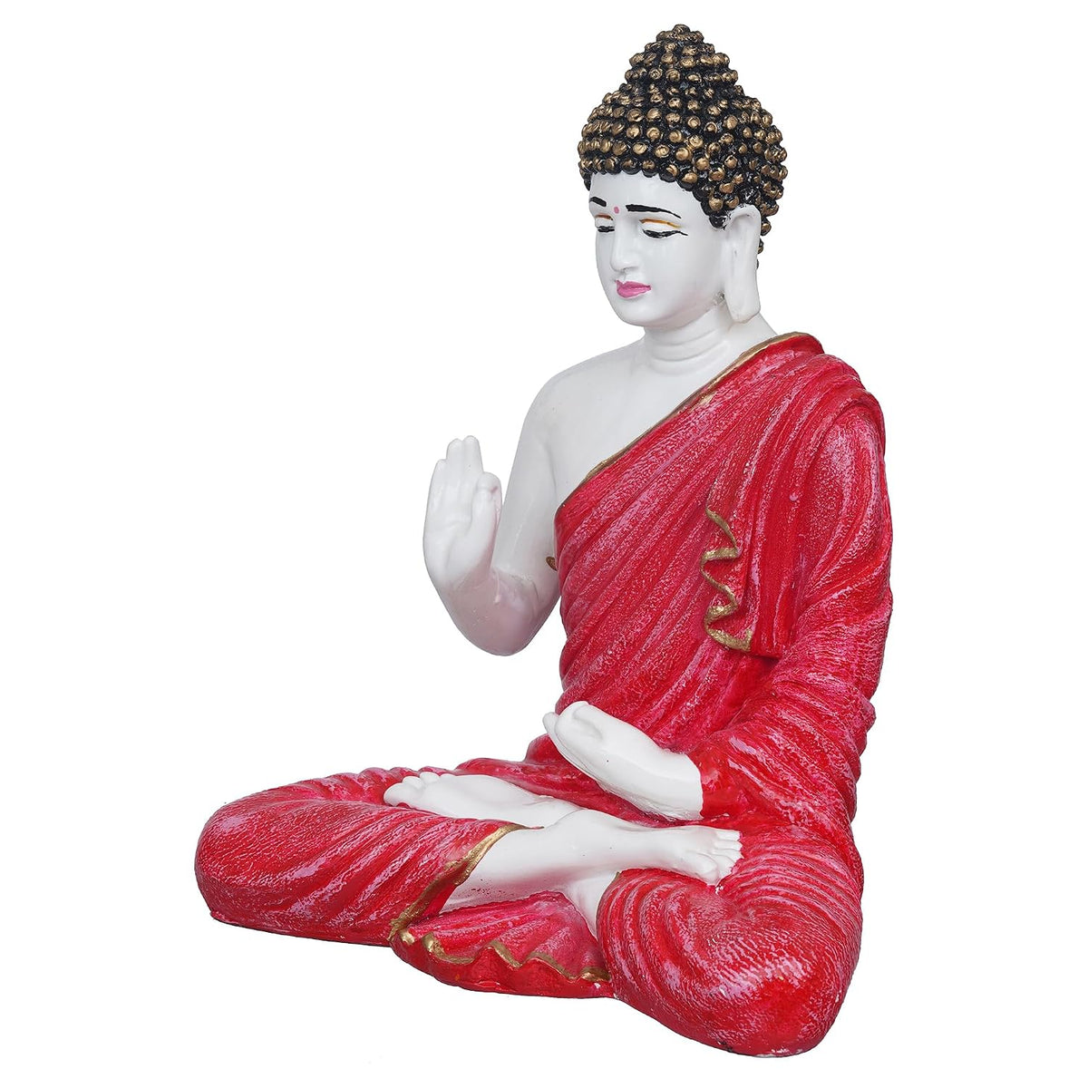 Red Resin Handcrafted Blessing Lord Buddha Idol | Serene Home, Office Decor | Perfect for Offices, Meditation Rooms | Gift for Housewarmings, Diwali